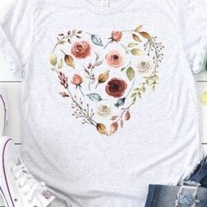 Floral Heart Graphic Women's Top